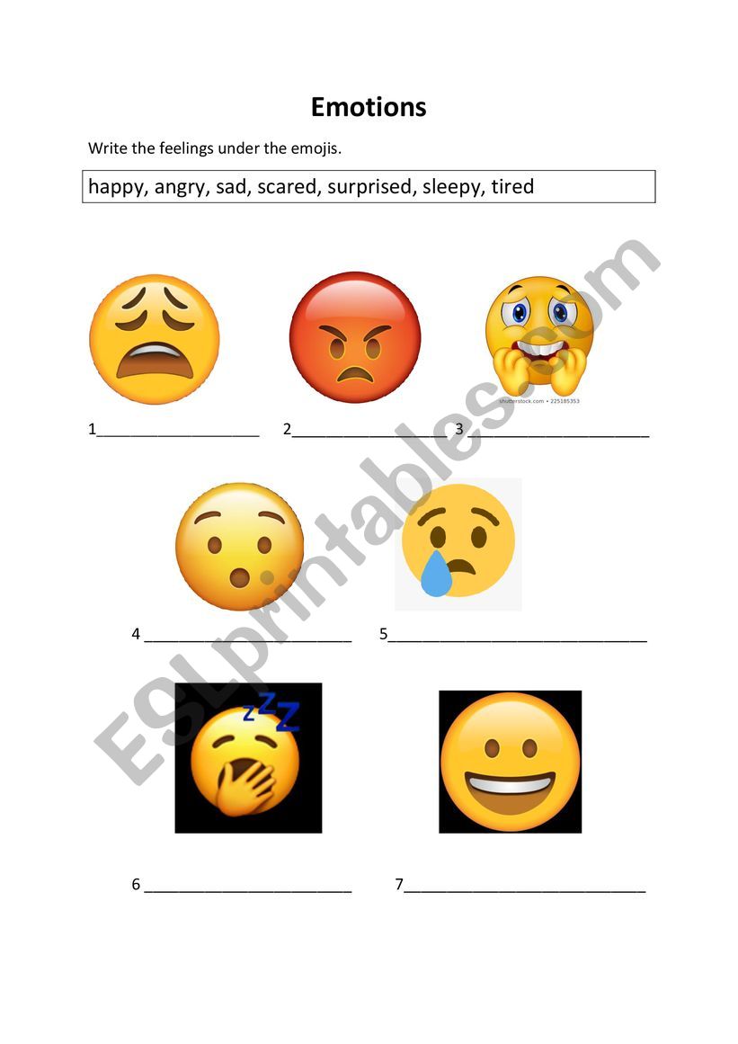 Emotions worksheet