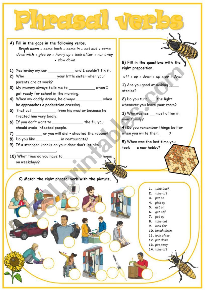 Basic phrasal verbs worksheet