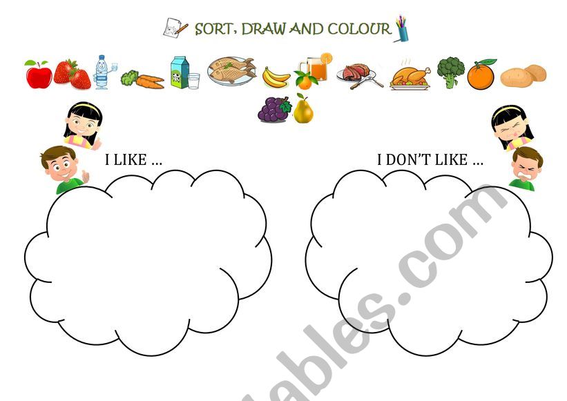 Food, Think and Draw worksheet