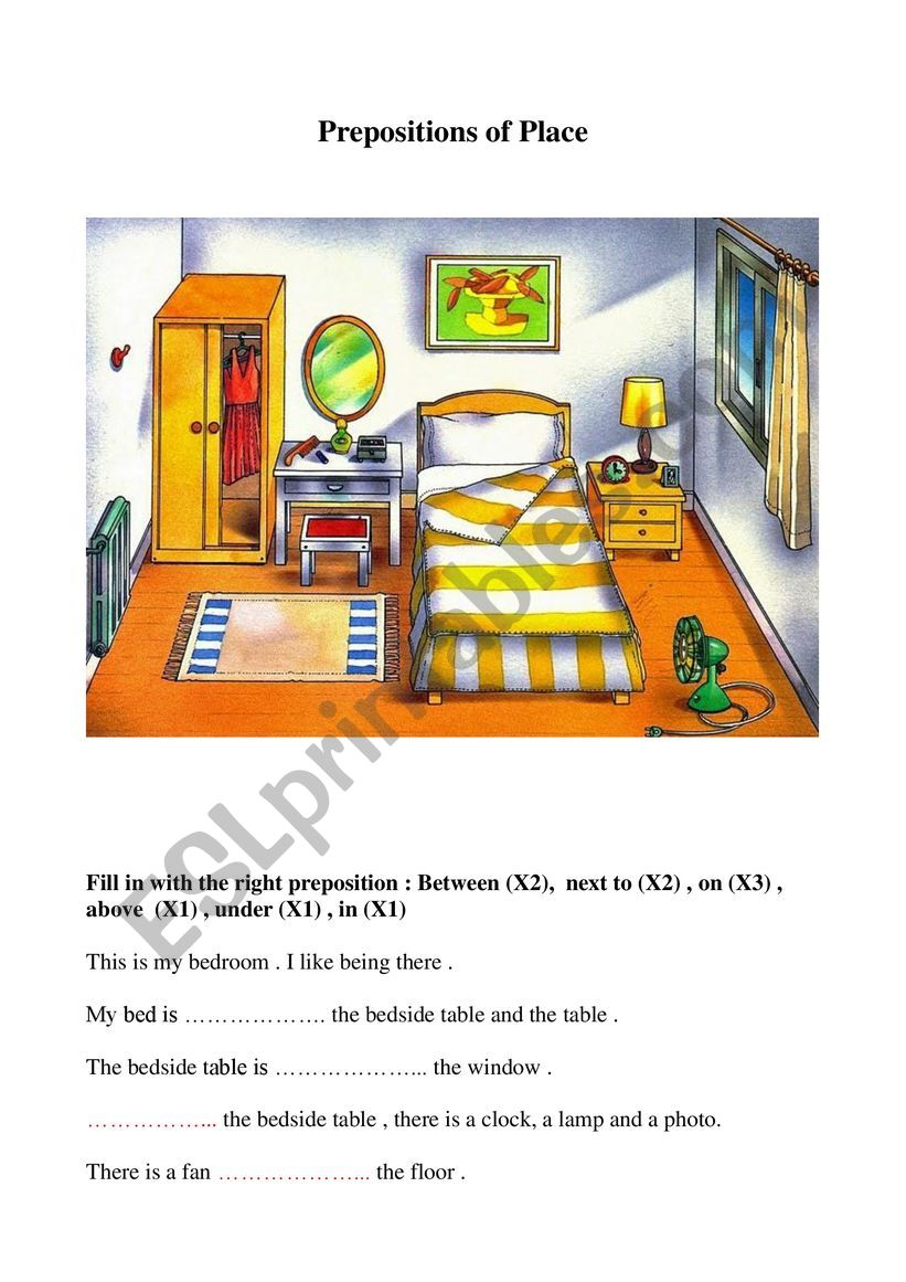 Prepositions of place worksheet