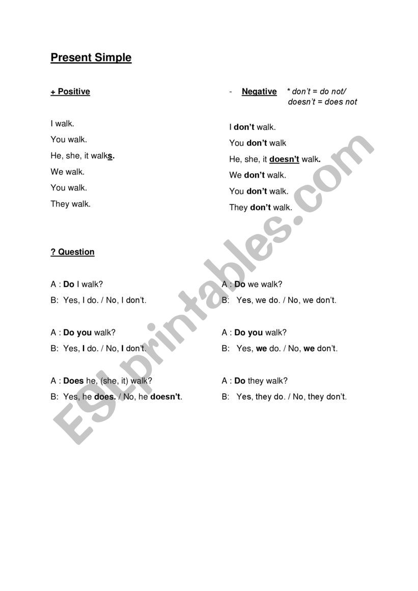 Present Simple + Worksheet worksheet