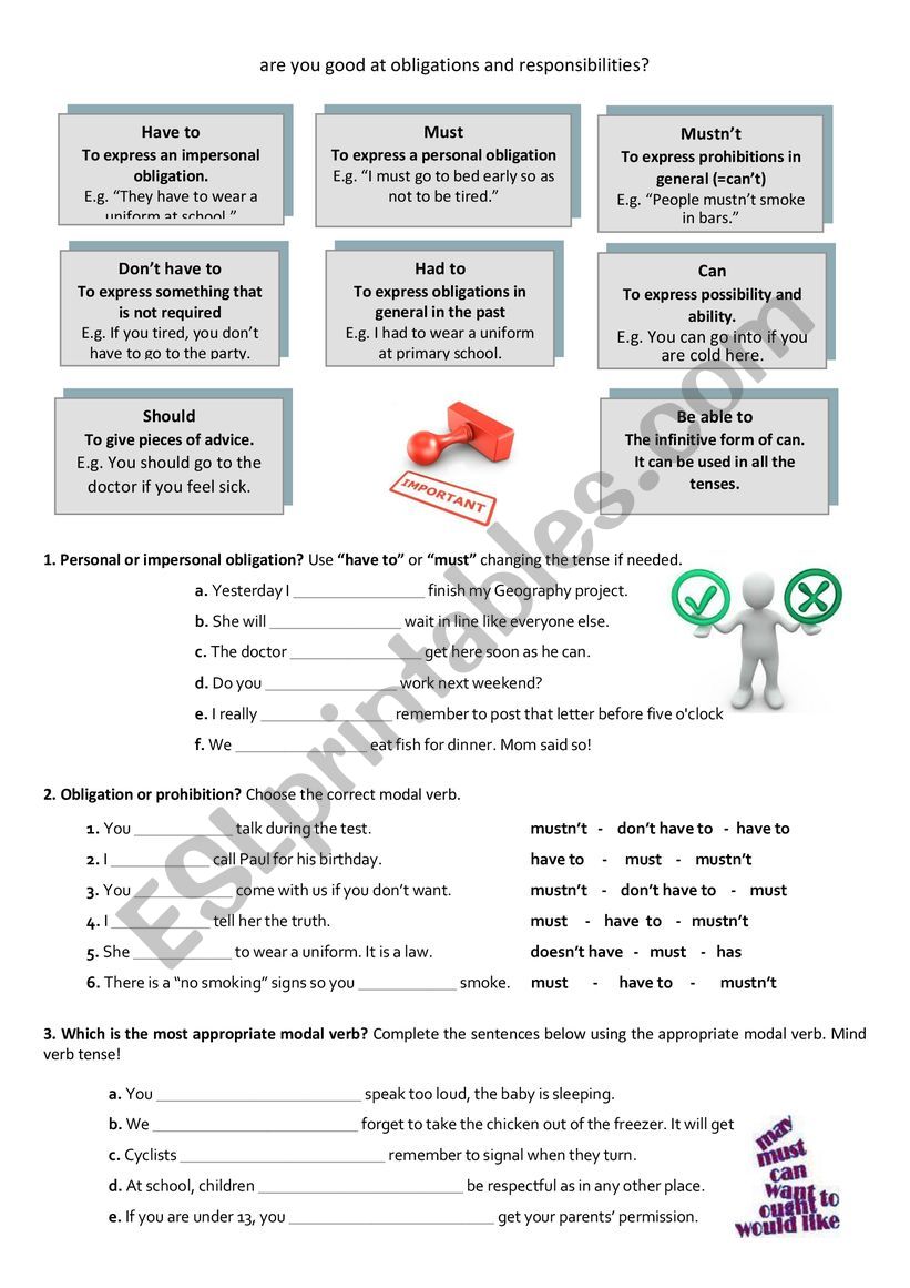 Modal verbs worksheet