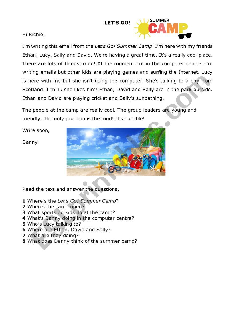 Let�s go Summer camp worksheet