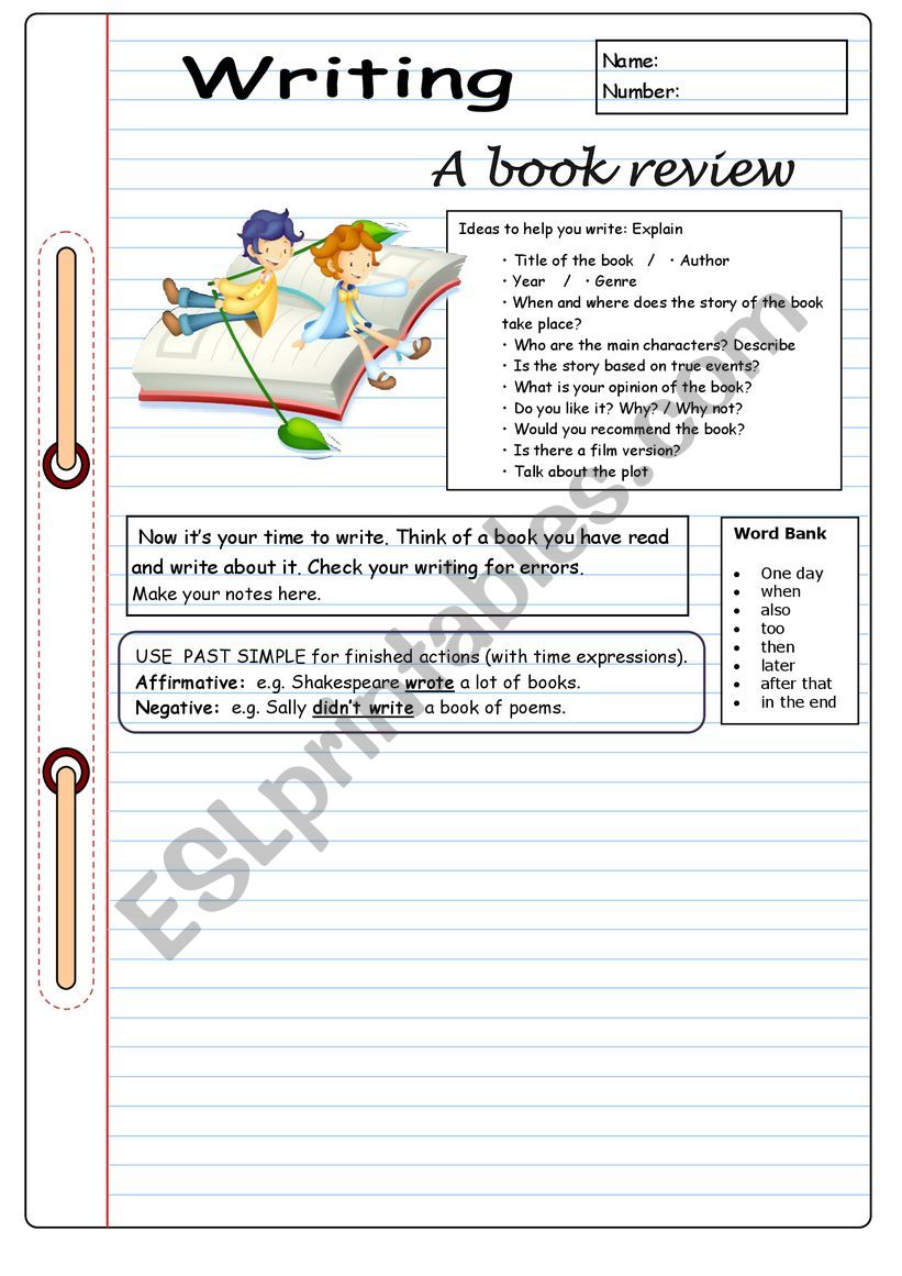 A book review worksheet