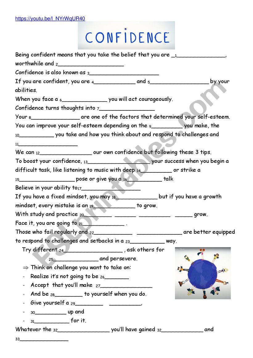 Ted Talk:self-esteem worksheet