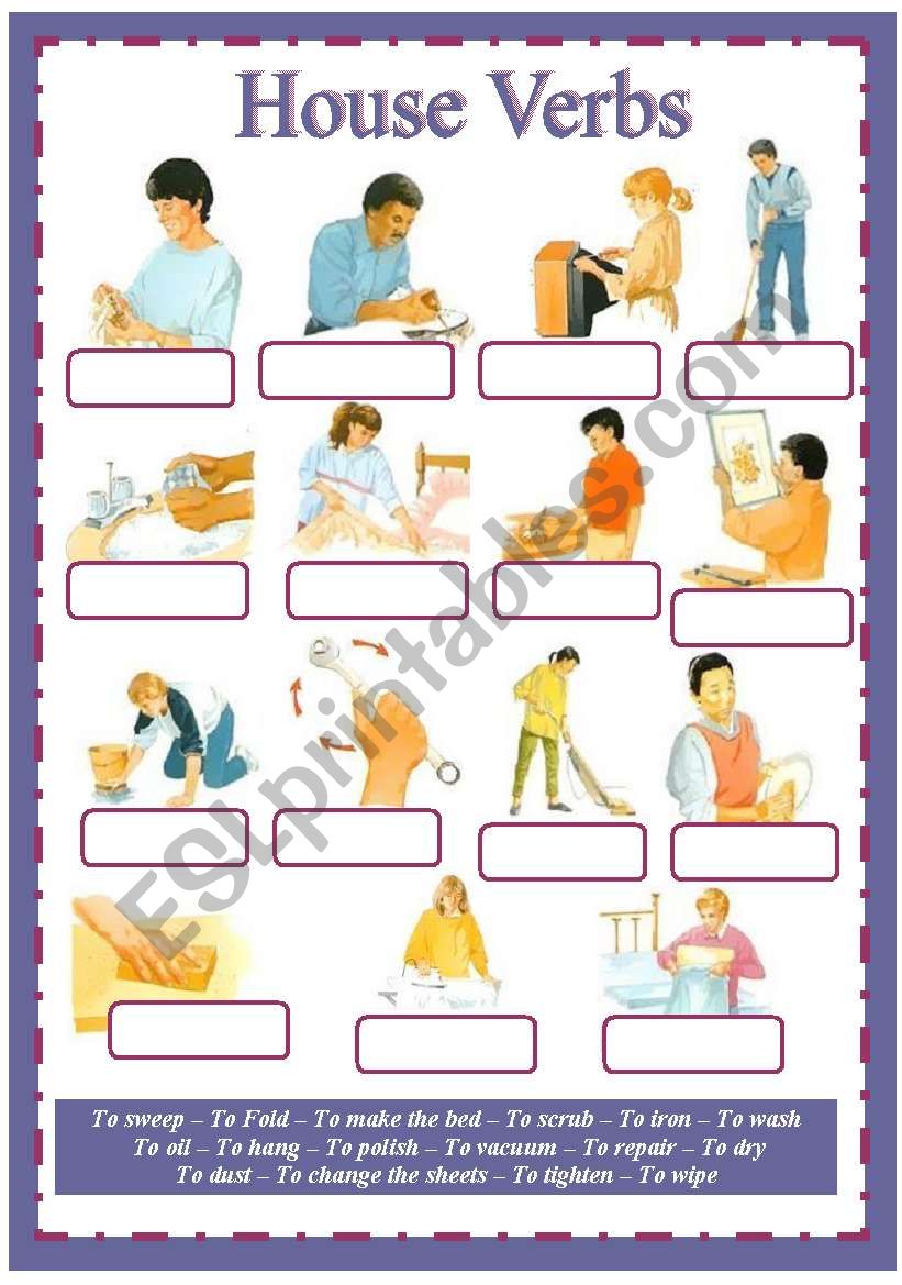 house verbs (match) worksheet