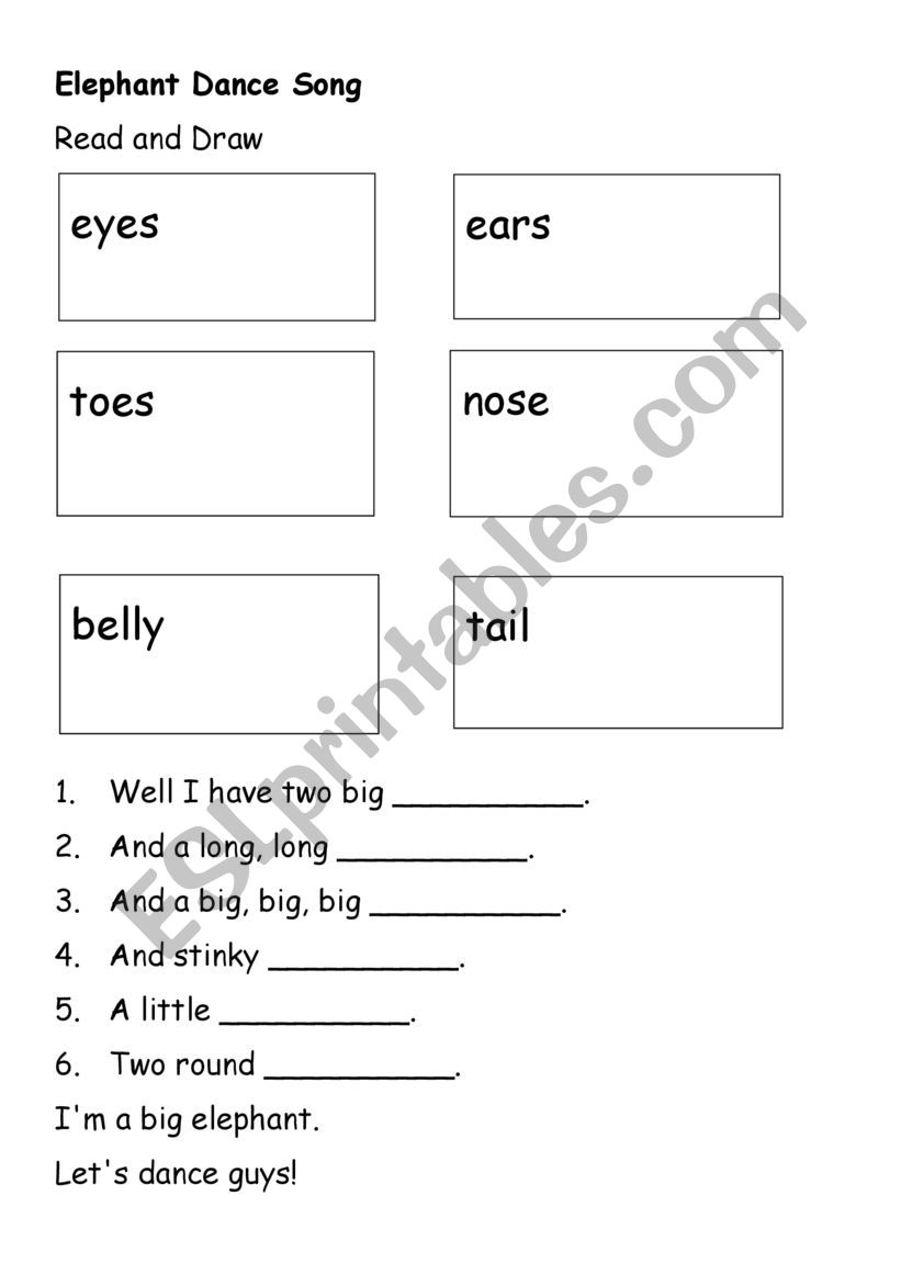 Elephant Dance Song worksheet