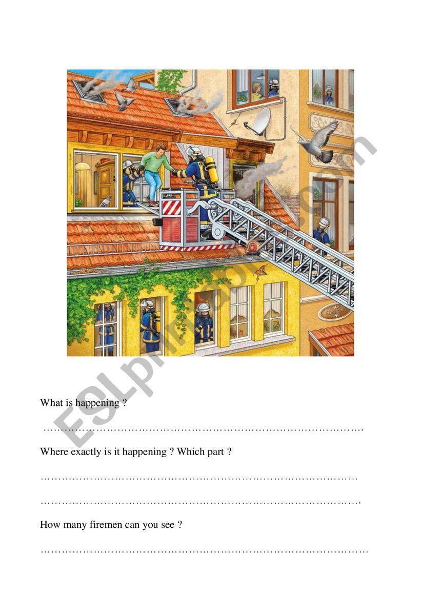 Firemen in town worksheet