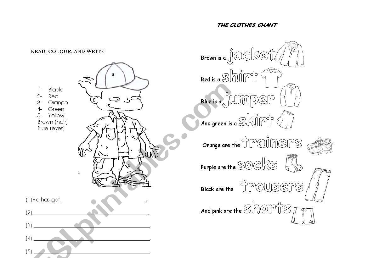 clothes and colour worksheet