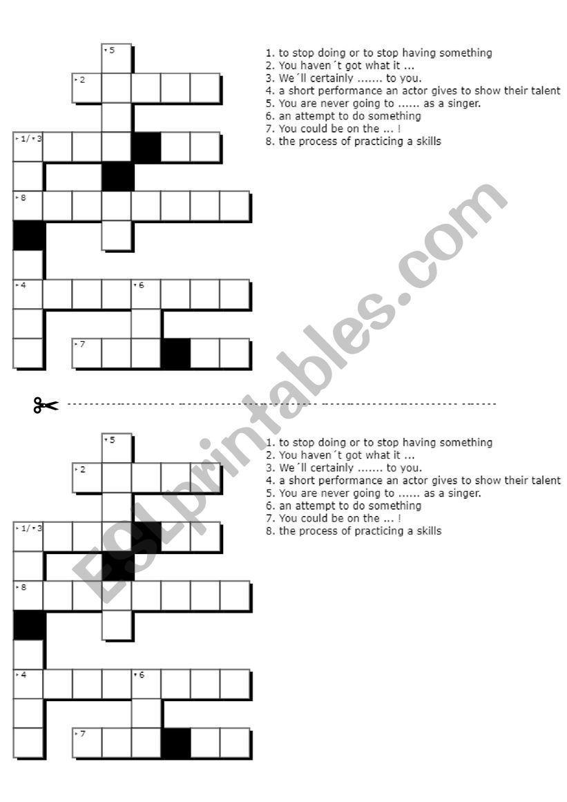 Crossword puzzle worksheet
