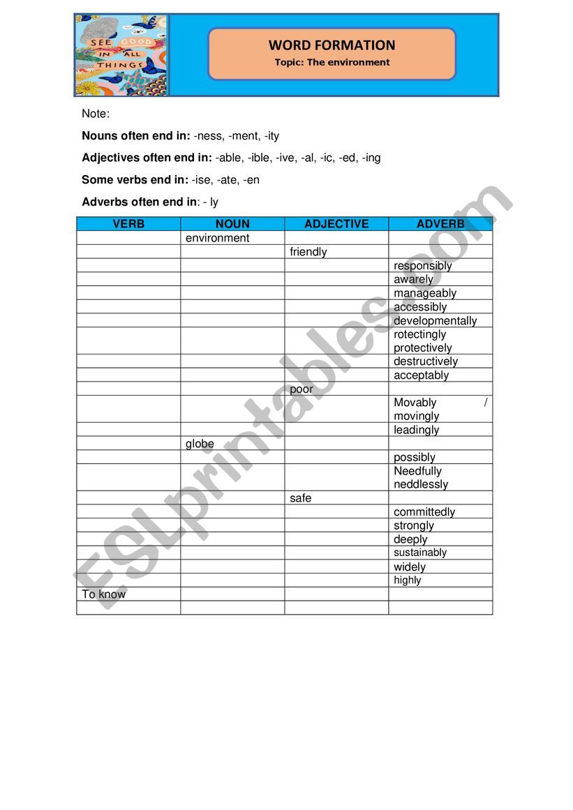 Word Formation  worksheet