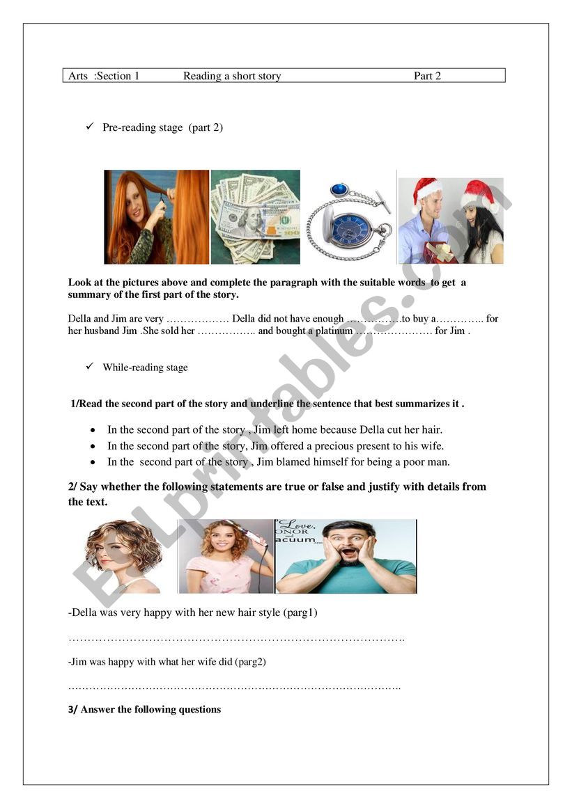 Module 1 : reading a short story .The Christmas Present (part 2) 
