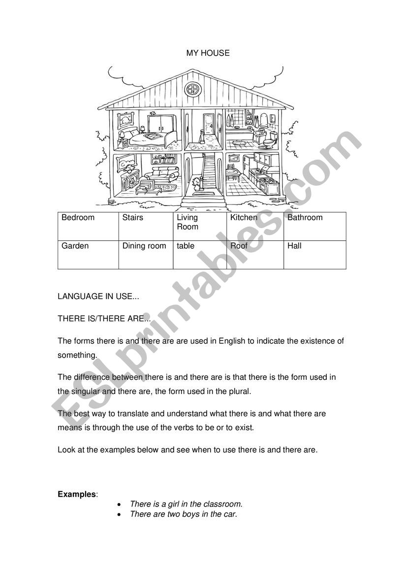 MY HOUSE worksheet