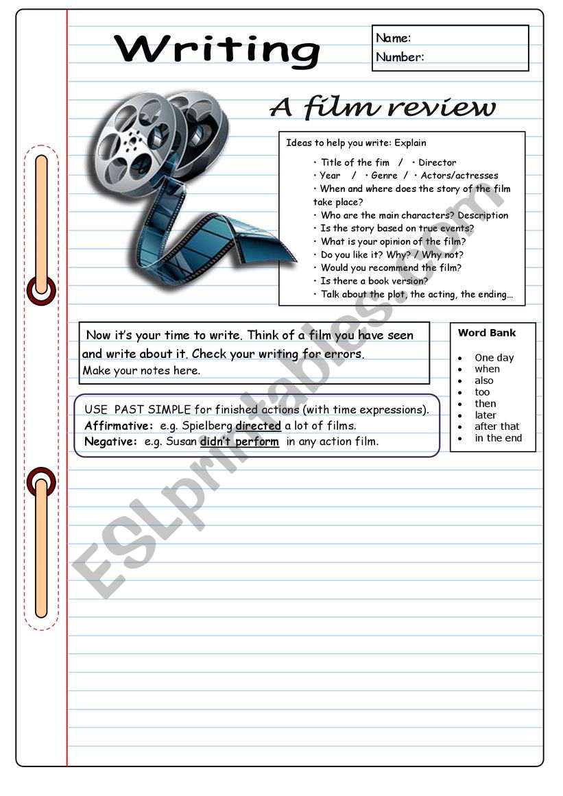 A film review - ESL worksheet by almaire