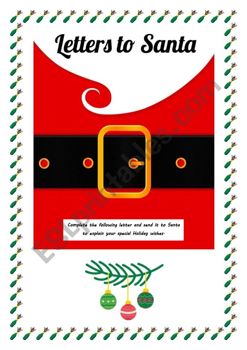 Prepare your letter to Santa worksheet