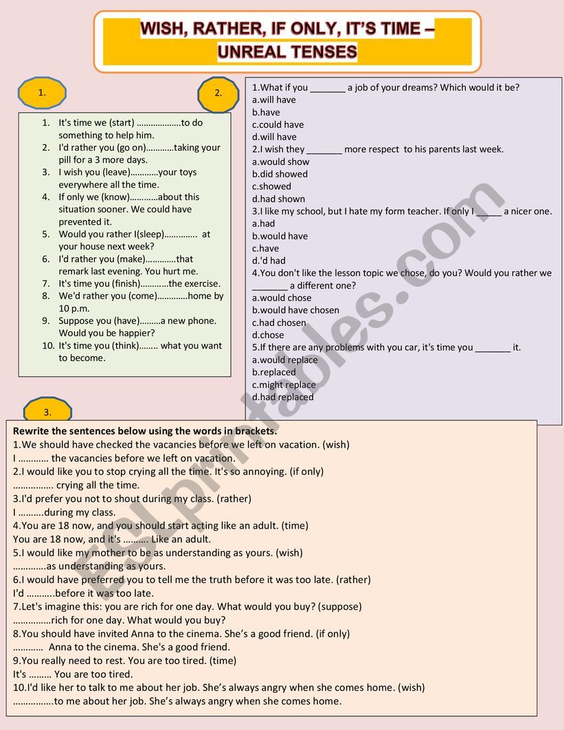 Unreal Tenses worksheet