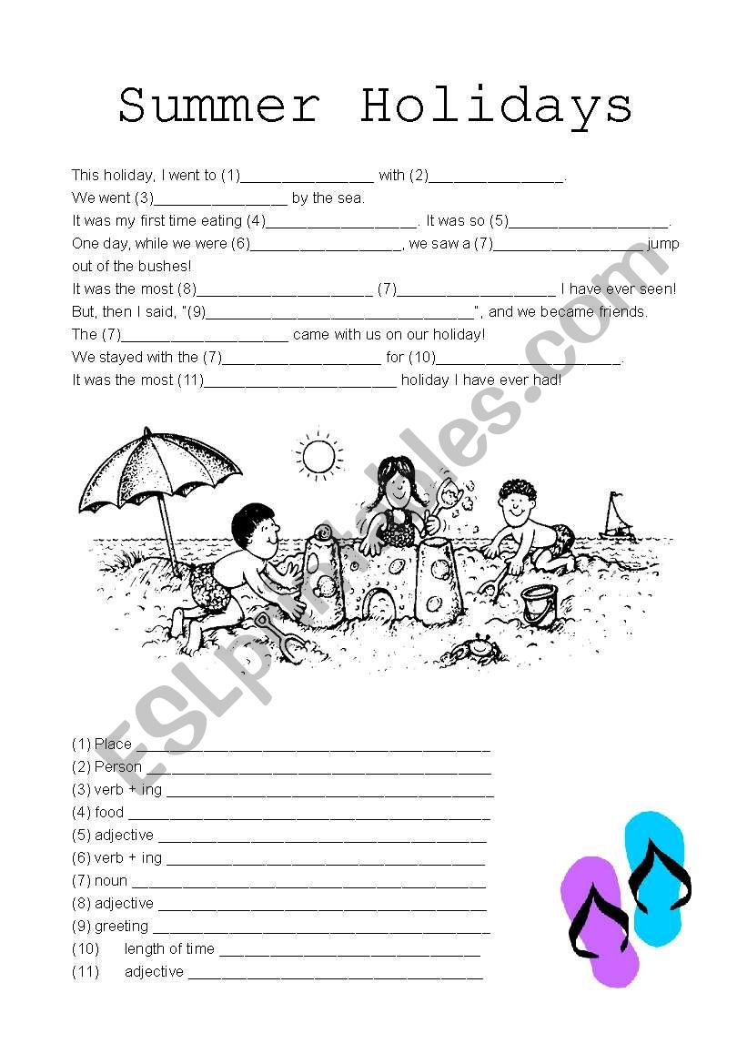 Summer Holidays Madlibs worksheet