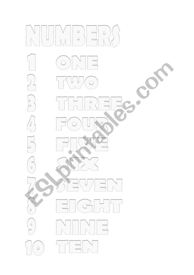Numbers from 1 to 10 worksheet