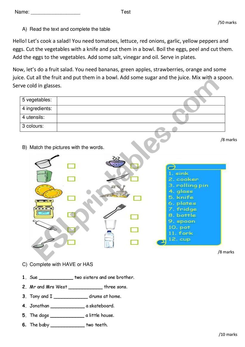 Test gastronomy and daily routine