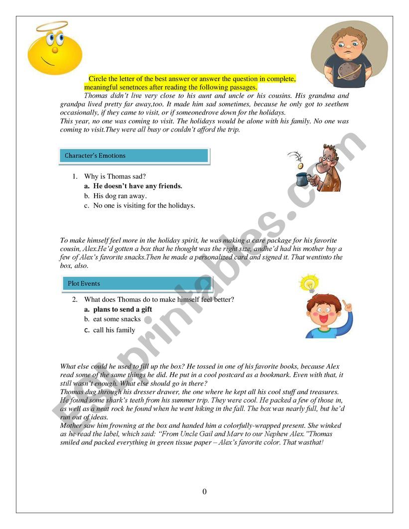 Story Test worksheet