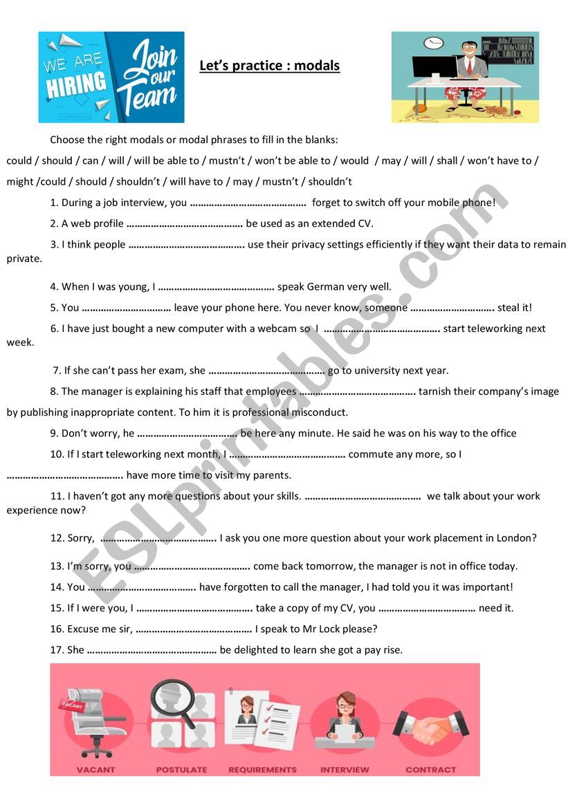Let�s practice : modals worksheet