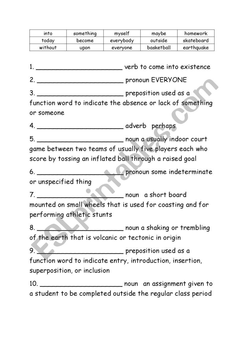 Spelling Words Definitions Grade 3 Week 11