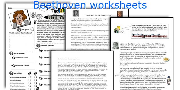 Beethoven worksheets