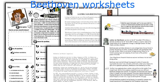 Beethoven worksheets