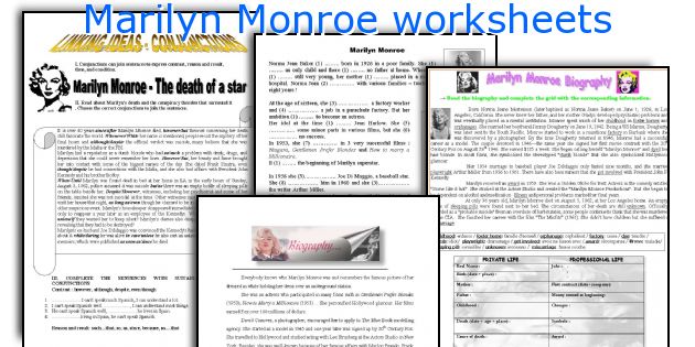 Marilyn Monroe worksheets