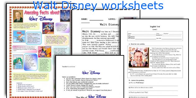 Walt Disney worksheets