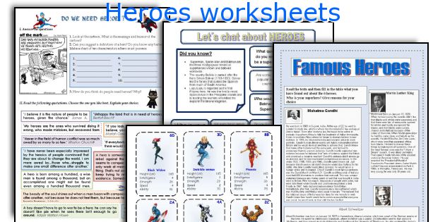 Heroes worksheets