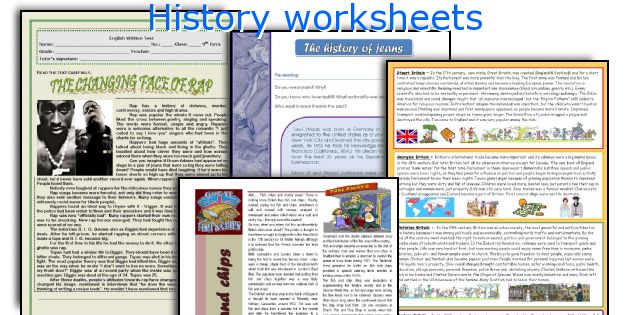 History worksheets