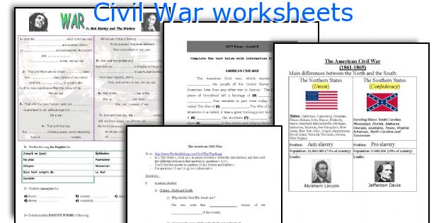 Civil War worksheets