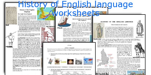 History of English language worksheets