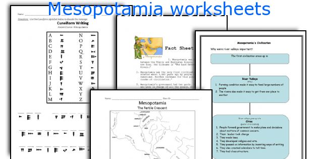 Mesopotamia worksheets