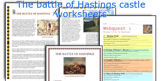 The battle of Hastings castle worksheets