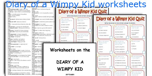 Diary of a Wimpy Kid worksheets