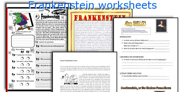 Frankenstein worksheets