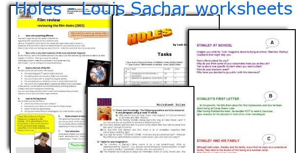 Holes - Louis Sachar worksheets