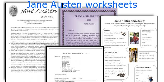Jane Austen worksheets
