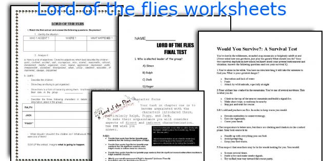 Lord of the flies worksheets