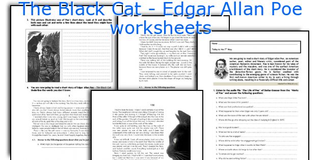 The Black Cat - Edgar Allan Poe worksheets