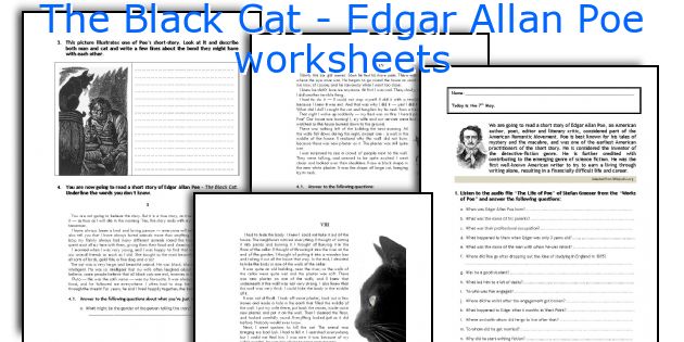 The Black Cat - Edgar Allan Poe worksheets