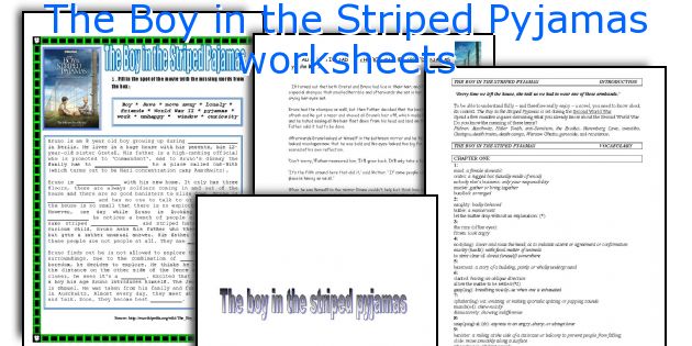 The Boy in the Striped Pyjamas worksheets