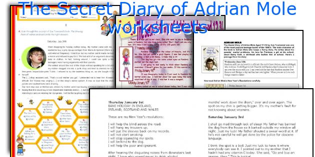 The Secret Diary of Adrian Mole worksheets