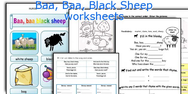 Baa, Baa, Black Sheep worksheets