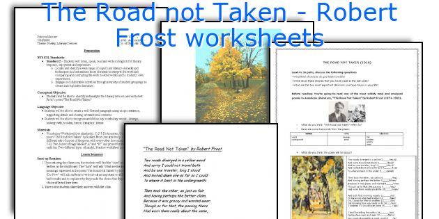 The Road not Taken - Robert Frost worksheets