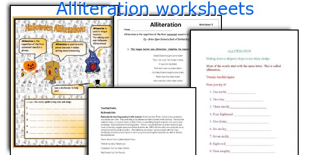 Alliteration worksheets