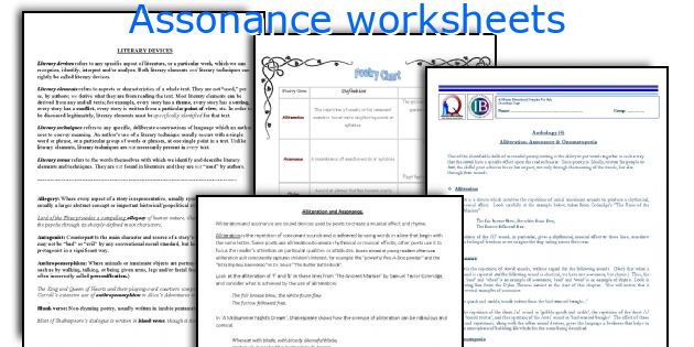 Assonance worksheets