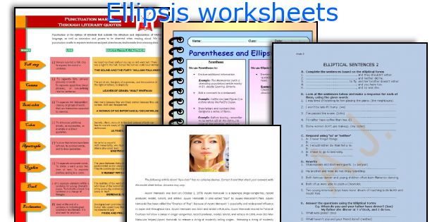 Ellipsis worksheets